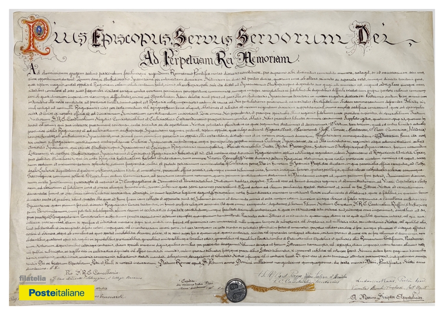 Una cartolina e un annullo filatelico speciale per celebrare i 75 anni della Diocesi di Ragusa