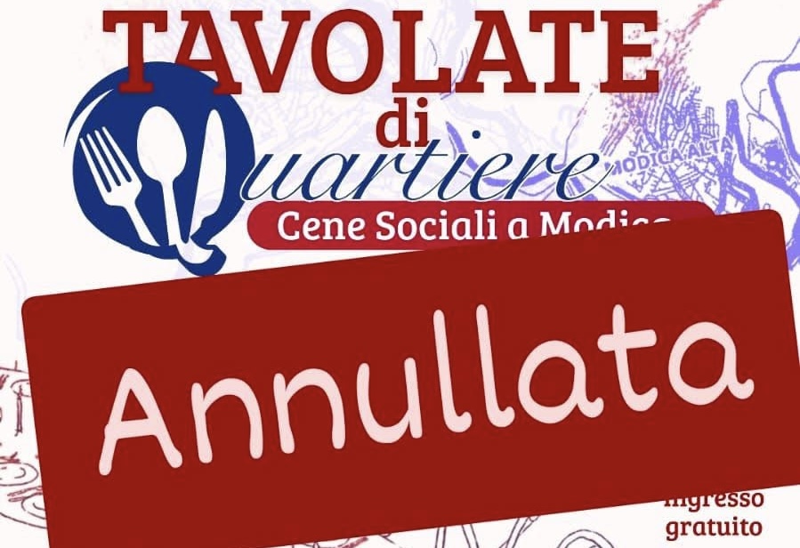 Annullato l’evento “Tavolate di quartiere” a Modica: mancano le autorizzazioni