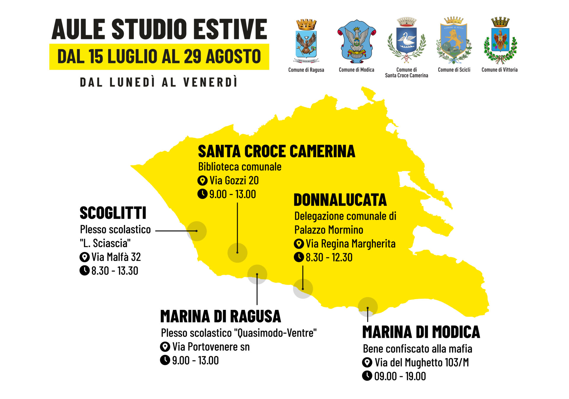 Saranno cinque le aule studio estive su tutto il litorale ibleo, è un’ iniziativa dei Comuni