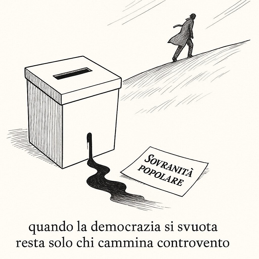 Quando la democrazia si svuota resta solo chi cammina controvento…