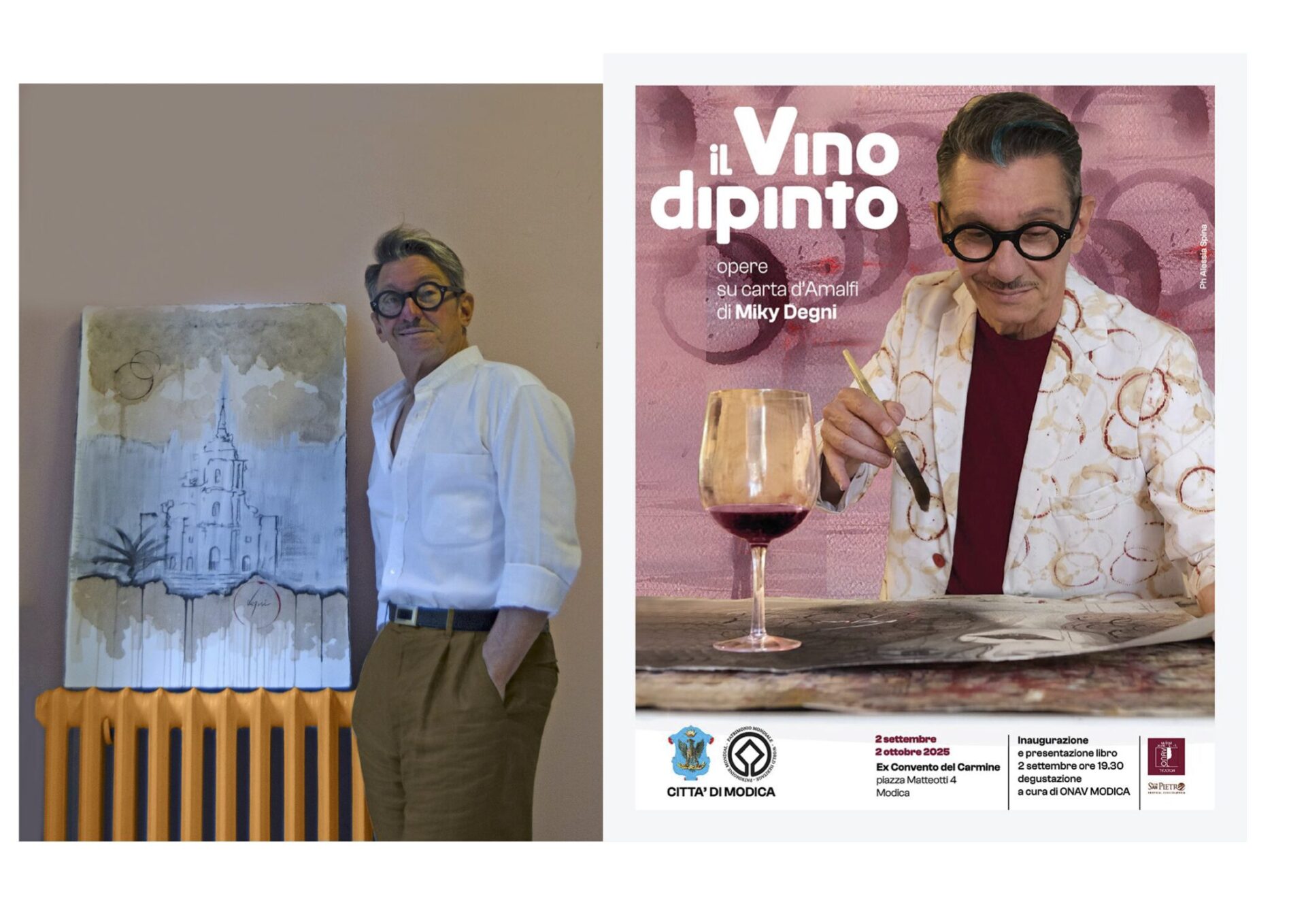 ‘Il vino dipinto’, a Modica mostra di Miky Degni all’ex Convento del Carmine
