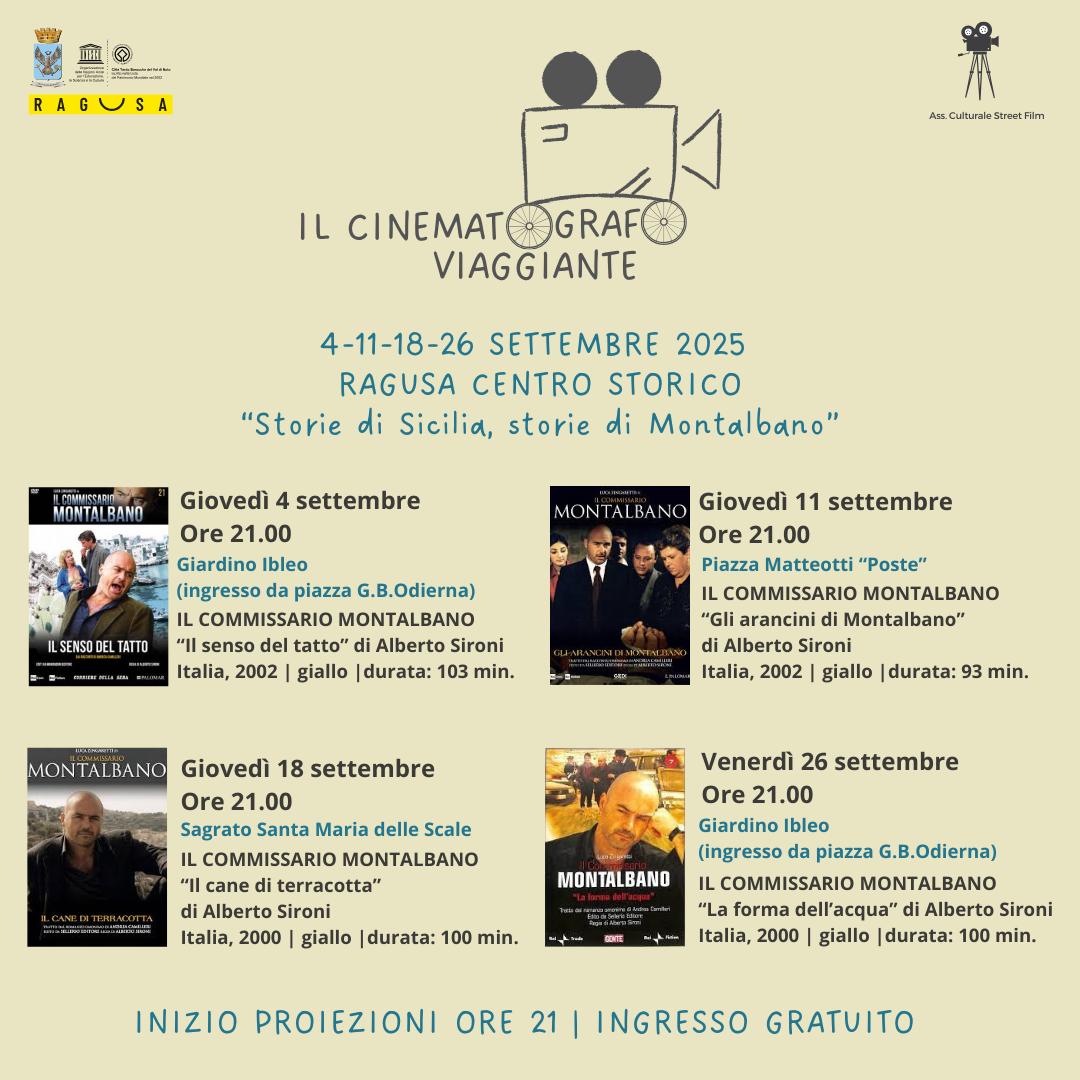 Cinematografo viaggiante a Ragusa in primo piano le storie di Montalbano