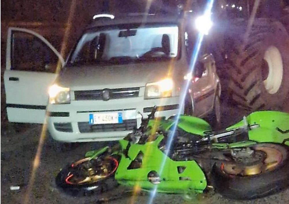 Gravissimo incidente sulla SP 18: coinvolte una Lamborghini, una moto e una Panda