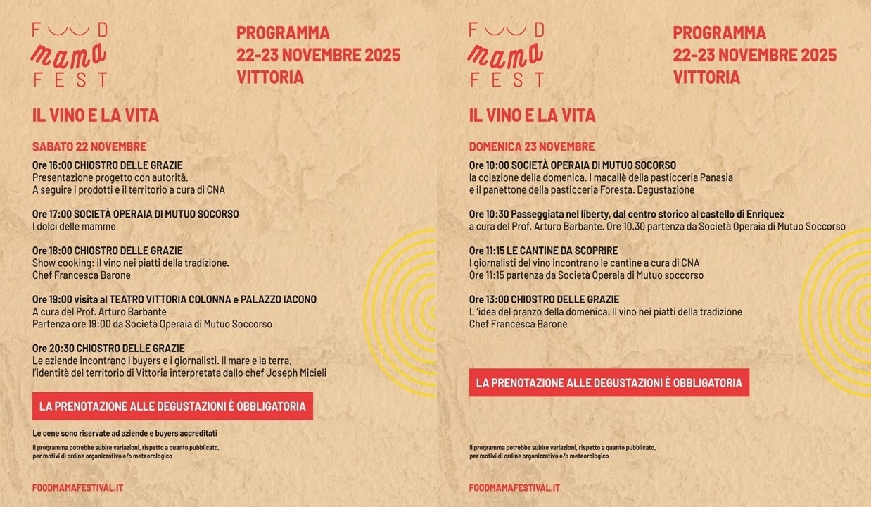 Vittoria protagonista del Food Mama Fest il prossimo fine settimana