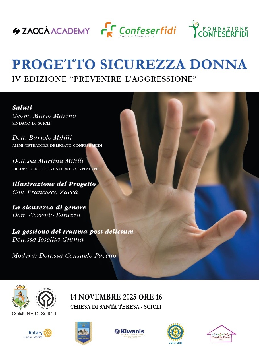 Scicli, Confeserfidi, al via il progetto “Sicurezza Donna”