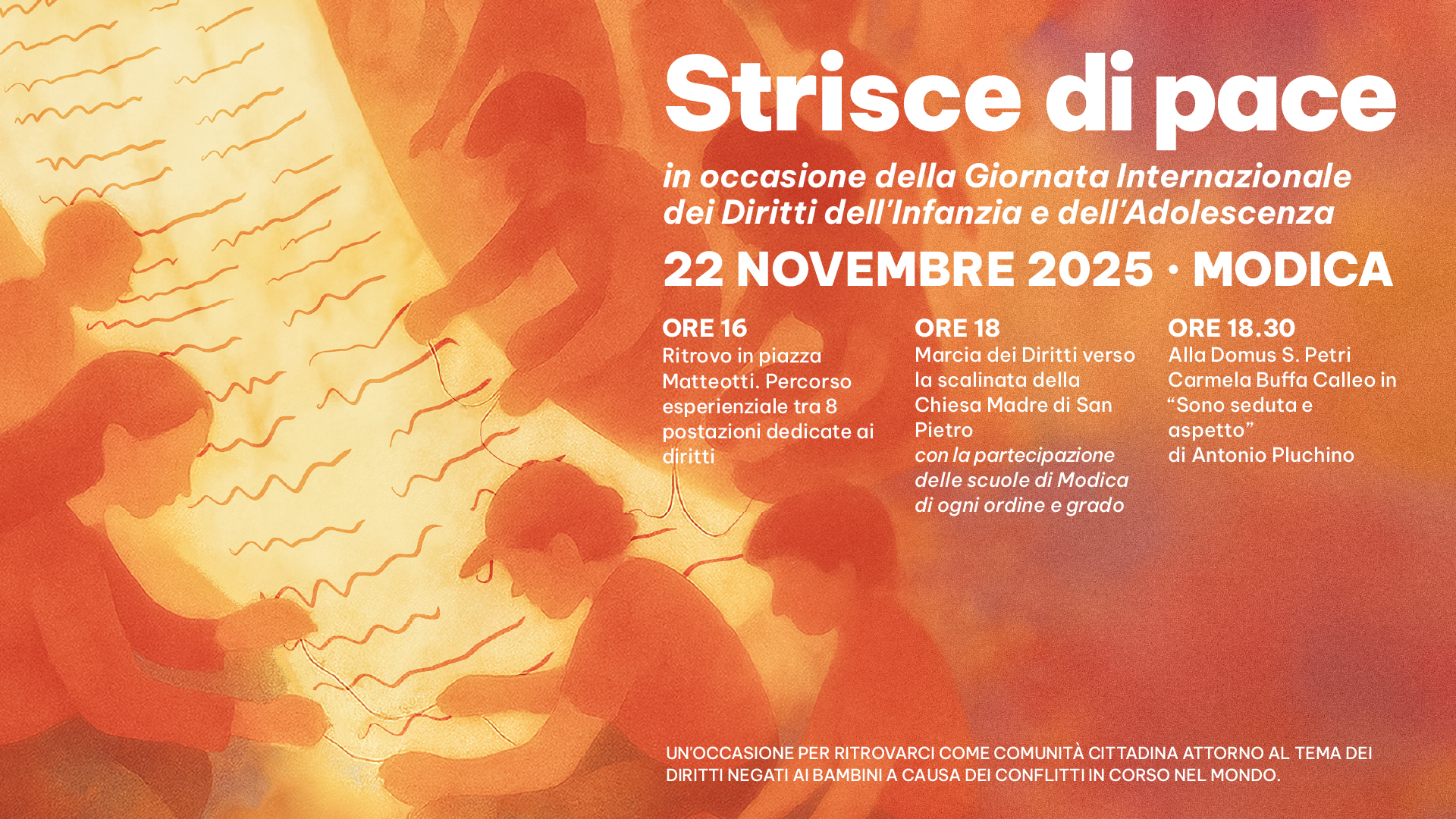 Modica protagonista il 22 novembre di “Strisce di Pace” a tutela dei diritti dei bambini