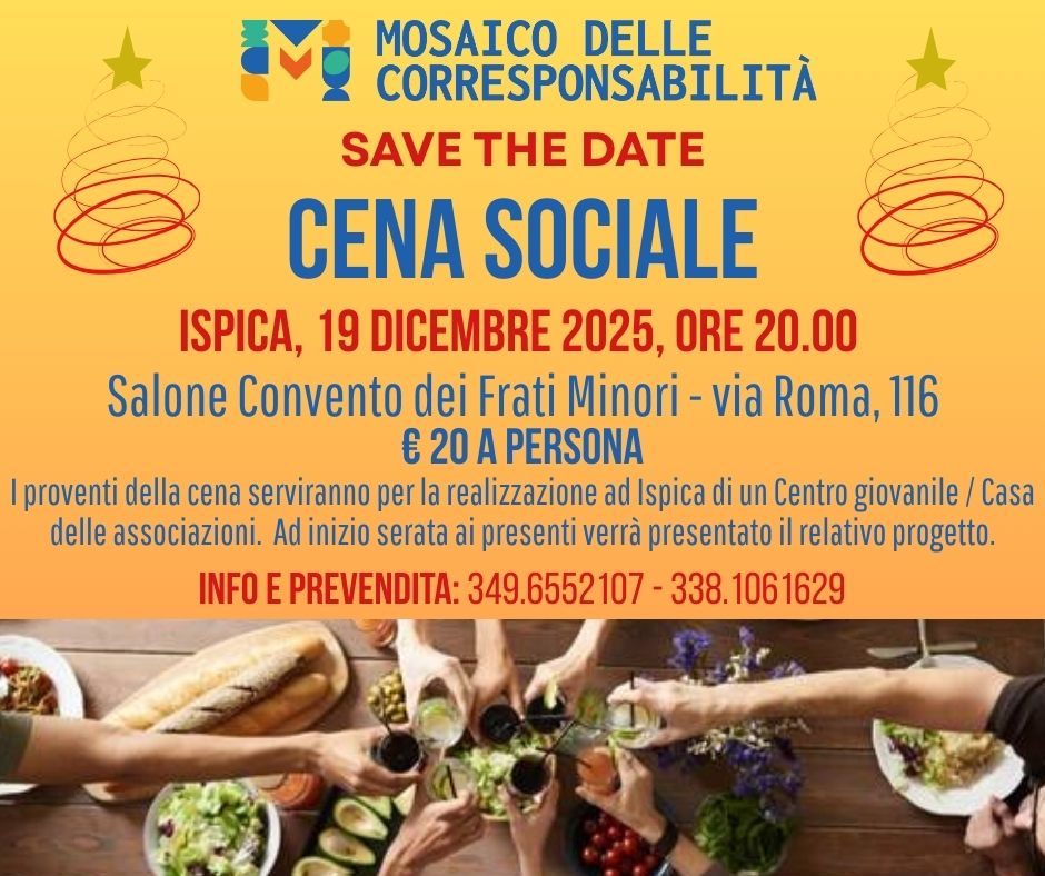 Ispica, una cena nel convento dei Frati Minori: l’iniziativa del Mosaico delle Corresponsabilità