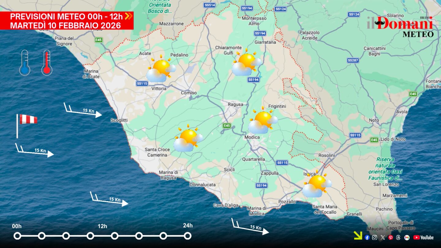 Meteo in provincia di Ragusa: come sarà martedì 10 febbraio (Video)