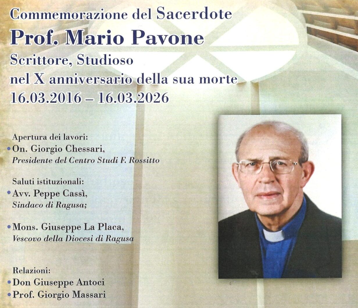 Ragusa, il 16 marzo il decimo anniversario della scomparsa di Don Mario Pavone