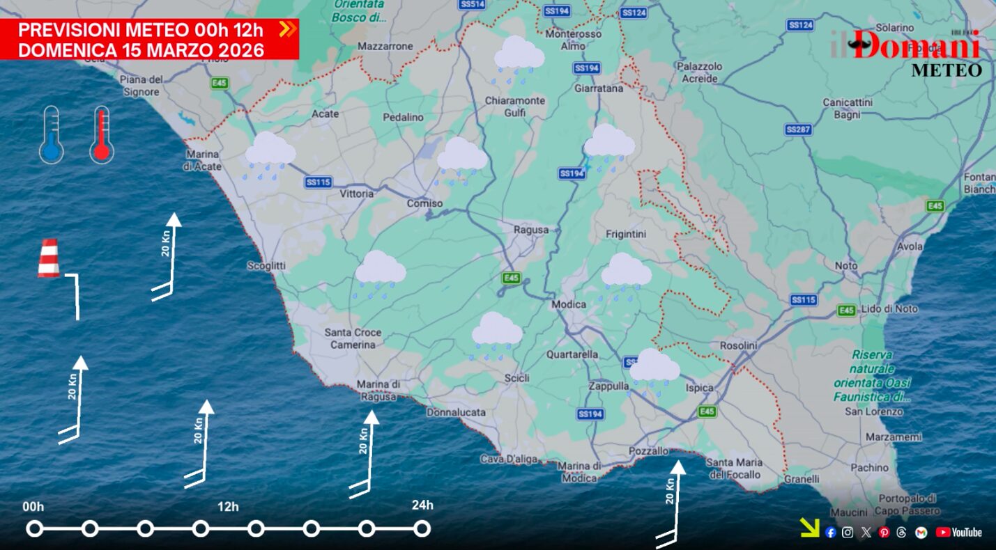 Previsioni meteo domenica 15 marzo in Provincia di Ragusa