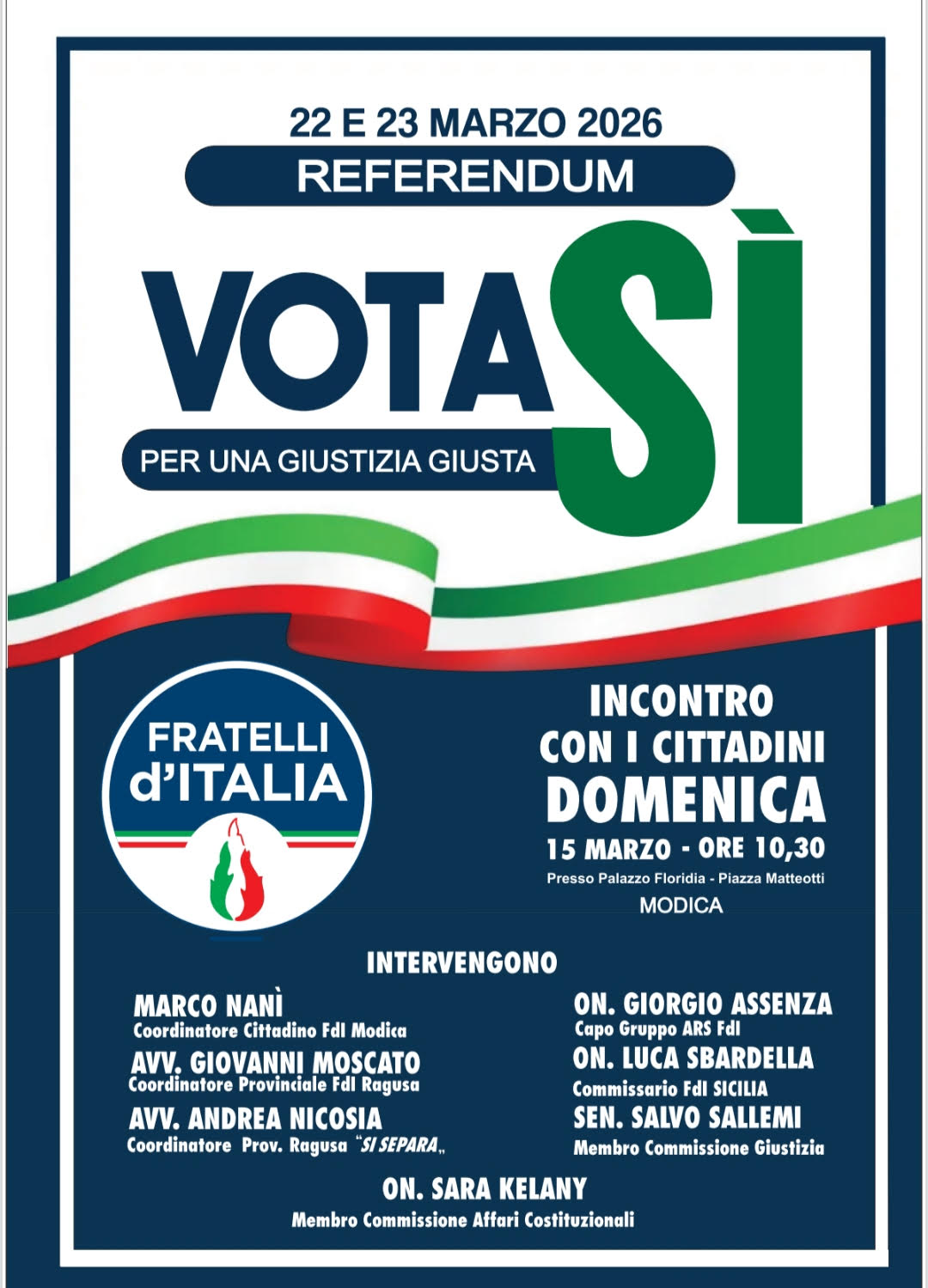 Modica, incontro di Fratelli d’Italia sul referendum sulla giustizia