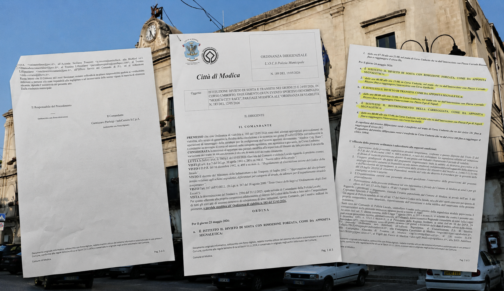 Modica City Race, il Comune comunica così: ordinanza fotografata e pubblicata su Fb