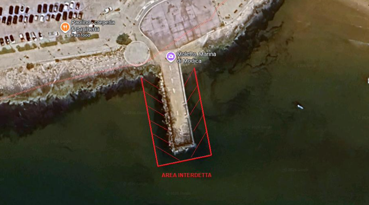 Marina di Modica, area interdetta attorno al moletto per motivi di sicurezza